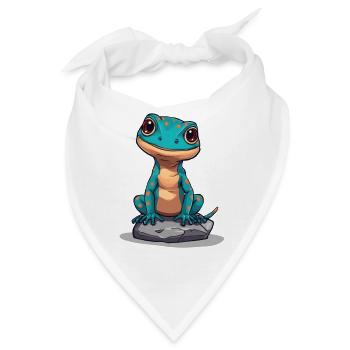 Niedlicher Gecko auf einem Stein - Bandana - Weiß - Vorne