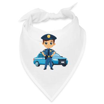Polizeiheld Cartoon vor Polizeiauto - Bandana - Weiß - Vorne