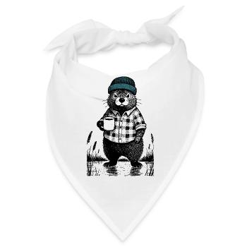 Launischer Bieber mit Kaffee - Bandana - Weiß - Vorne