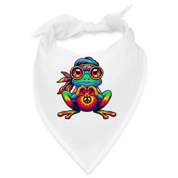 Hippie Frosch 70er Jahre 1970er 60er Jahre Party - Bandana - Weiß - Vorne