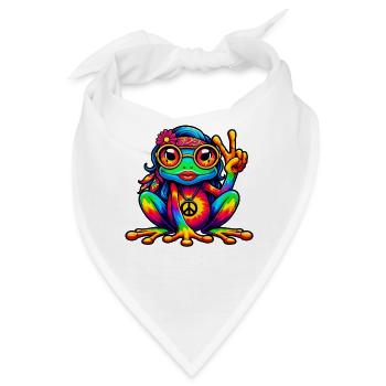 Hippie Frosch 70er Jahre 1970er 60er Jahre Party - Bandana - Weiß - Vorne