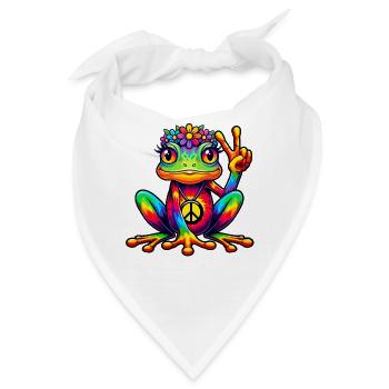 Hippie Frosch 70er Jahre 1970er 60er Jahre Party - Bandana - Weiß - Vorne
