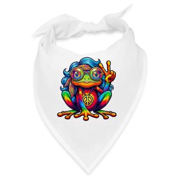 Hippie Frosch 70er Jahre 1970er 60er Jahre Party - Bandana - Weiß - Vorne