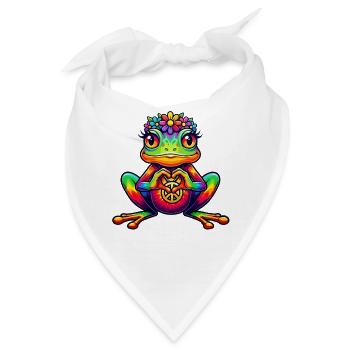Hippie Frosch 70er Jahre 1970er 60er Jahre Party - Bandana - Weiß - Vorne