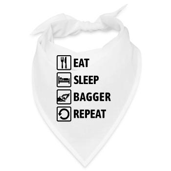 Eat Sleep Bagger Repeat - baggern & buddeln - Bandana - Weiß - Vorne
