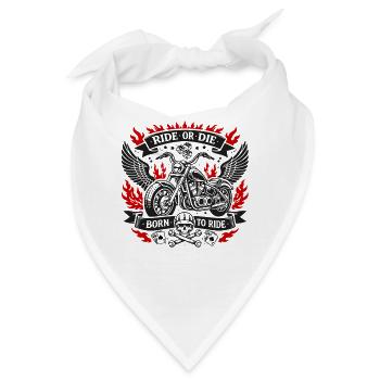 RIDE OR DIE | Biker Flammen Geschenk - Bandana - Weiß - Vorne