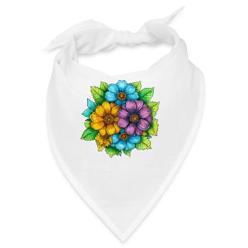 Lebendige Farbblumen Bouquet - Bandana - Weiß - Vorne