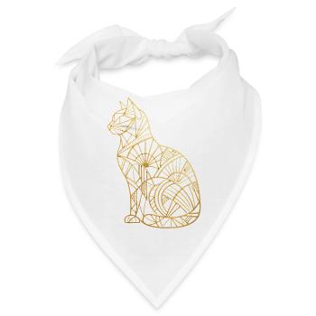 Goldene Katze im Art-Déco-Stil - Bandana - Weiß - Vorne