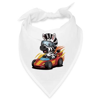Zebra Rennkart mit Schutzbrille - Bandana - Weiß - Vorne