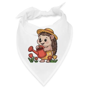 Gärtner-Igel mit Strohhut - Bandana - Weiß - Vorne