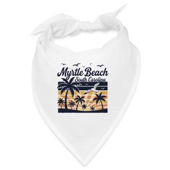 Myrtle Beach, South Carolina Vintage-Sonnenuntergangspalmen - Bandana - Weiß - Vorne
