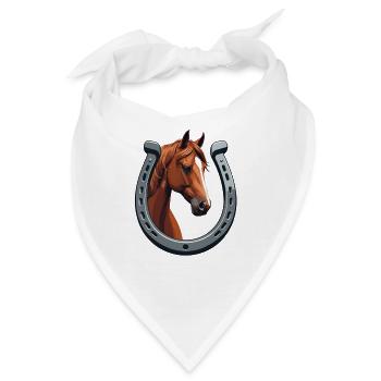 Hufeisen-Pferd: Kraftvolles Portrait - Bandana - Weiß - Vorne