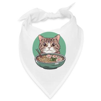 Katze mit Ramen: Nudelschnurren - Bandana - Weiß - Vorne