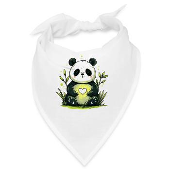 Panda mit Herz im Grünen - Bandana - Weiß - Vorne