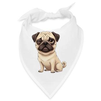 Süßer Mops mit Zwinkern Cartoon Hund Herrchen - Bandana - Weiß - Vorne