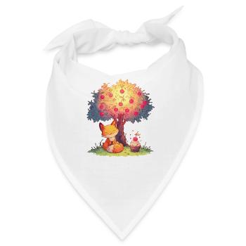 Fuchs am Apfelbaum mit Cupcake - Bandana - Weiß - Vorne