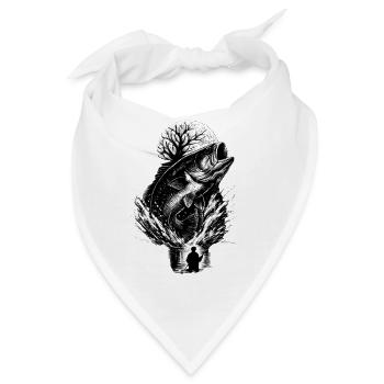 Springender Barsch im Mondlicht Nachtangler - Bandana - Weiß - Vorne