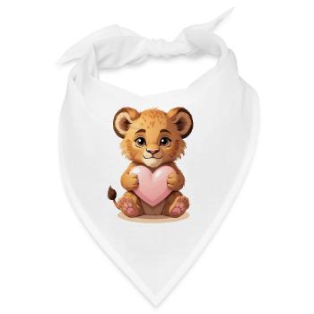Kuscheliges Löwenbaby mit Herz - Bandana - Weiß - Vorne