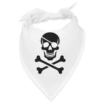 Klassischer Jolly Roger Piraten Totenkopf - Bandana - Weiß - Vorne