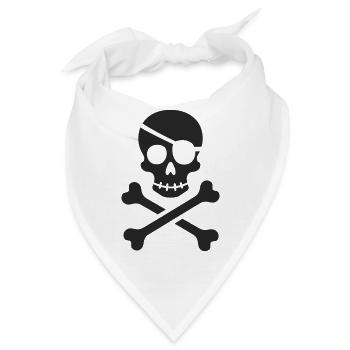 Klassischer Jolly Roger Piraten Totenkopf - Bandana - Weiß - Vorne