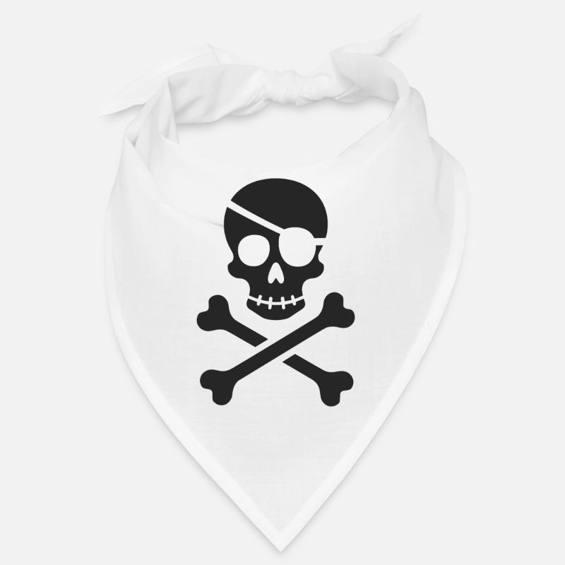 Classic Jolly Roger Pirate Skull - Bandana - white
