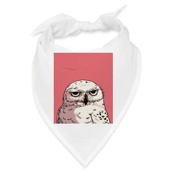 Grumpy Owl Illustration – Urteilende Tierkunst De - Bandana - Weiß - Vorne
