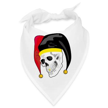 Harlekin-Schädel: Rebellen-Stil und Gold - Bandana - Weiß - Vorne