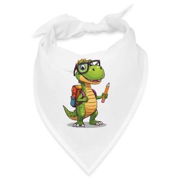 Dino-Gelehrter mit Bleistift - Bandana - Weiß - Vorne