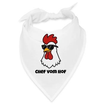 Chef vom Hof – Cooler Hahn mit Sonnenbrille - Bandana - Weiß - Vorne