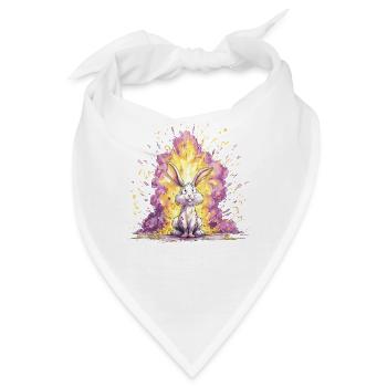 Farbexplosion Hase Illustration - Bandana - Weiß - Vorne