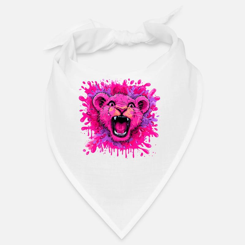 Pinker Löwe im Farbschwall Bandana