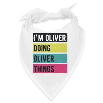 Ich bin Oliver und mache Oliver-Dinge in Retro-Farben - Bandana - Weiß - Vorne