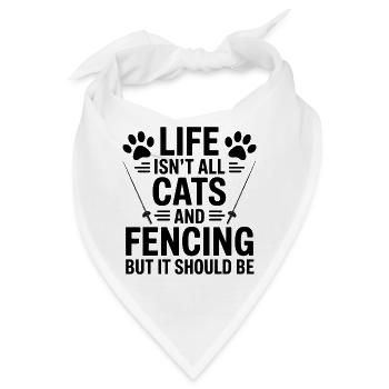 Fechten Sprüche Katzen Lustiges Fechten Geschenk - Bandana - Weiß - Vorne