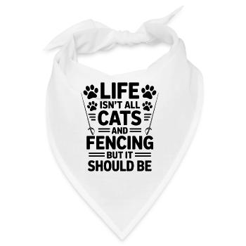 Fechten Sprüche Katzen Lustiges Fechten Geschenk - Bandana - Weiß - Vorne