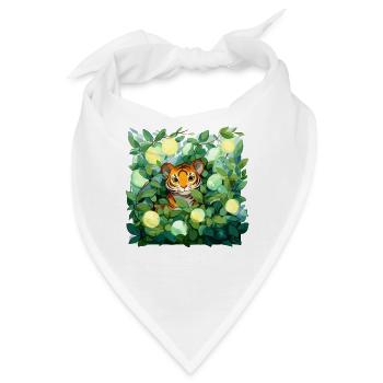 Tiger im Zitronenlaub - Bandana - Weiß - Vorne