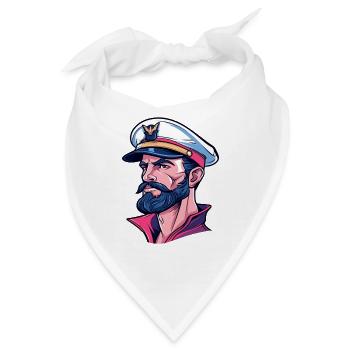 Kapitän im Neon-Comicstil - Bandana - Weiß - Vorne
