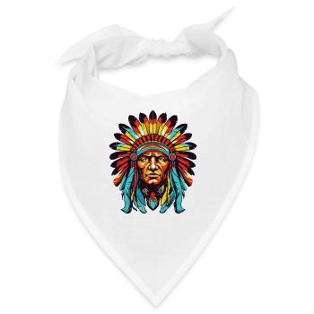 Indianer Häuptling Comic - Bandana - Weiß - Vorne