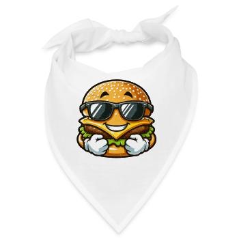 Cool Burger mit Sonnenbrille Thumbs Up Grunge - Bandana - Weiß - Vorne