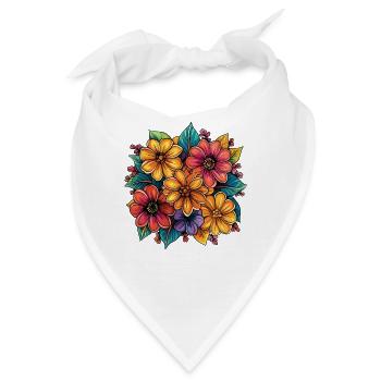 Vibrante Blumenfarben Design - Bandana - Weiß - Vorne
