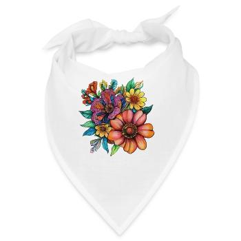 Blütenpracht Neonfarben - Bandana - Weiß - Vorne