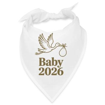 Baby 2026 Storch Geburt Verkündung - Bandana - Weiß - Vorne