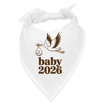 Baby 2026 Storch Geburt Verkündung - Bandana - Weiß - Vorne