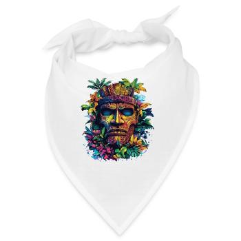 Tiki Tropenmaske Neonfarben - Bandana - Weiß - Vorne