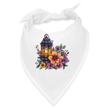 Laterne im Blütenmeer - Bandana - Weiß - Vorne