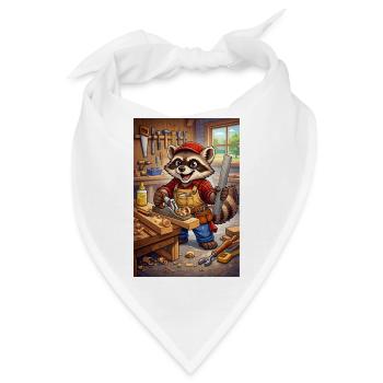 Waschbär Holzhandwerker - Bandana - Weiß - Vorne