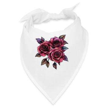 Rosen im Neon-Noir Stil - Bandana - Weiß - Vorne