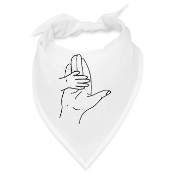 Umarmende Handsilhouette Linienkunst - Bandana - Weiß - Vorne
