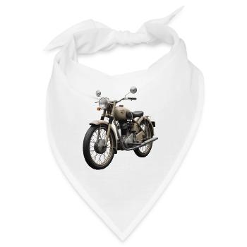 Vintage-Beige Motorrad Retro - Bandana - Weiß - Vorne