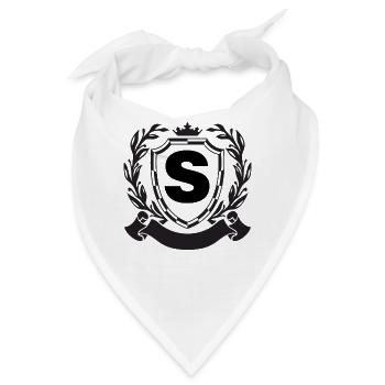 Adel Monogramm Wappen mit Schild Krone Buchstabe S - Bandana - Weiß - Vorne