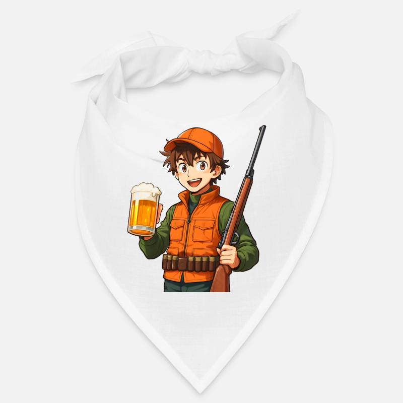 Jägerheld mit Bier und Flinte Bandana